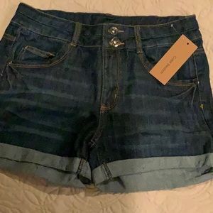 DAYNA-Double Button Folded Shorts